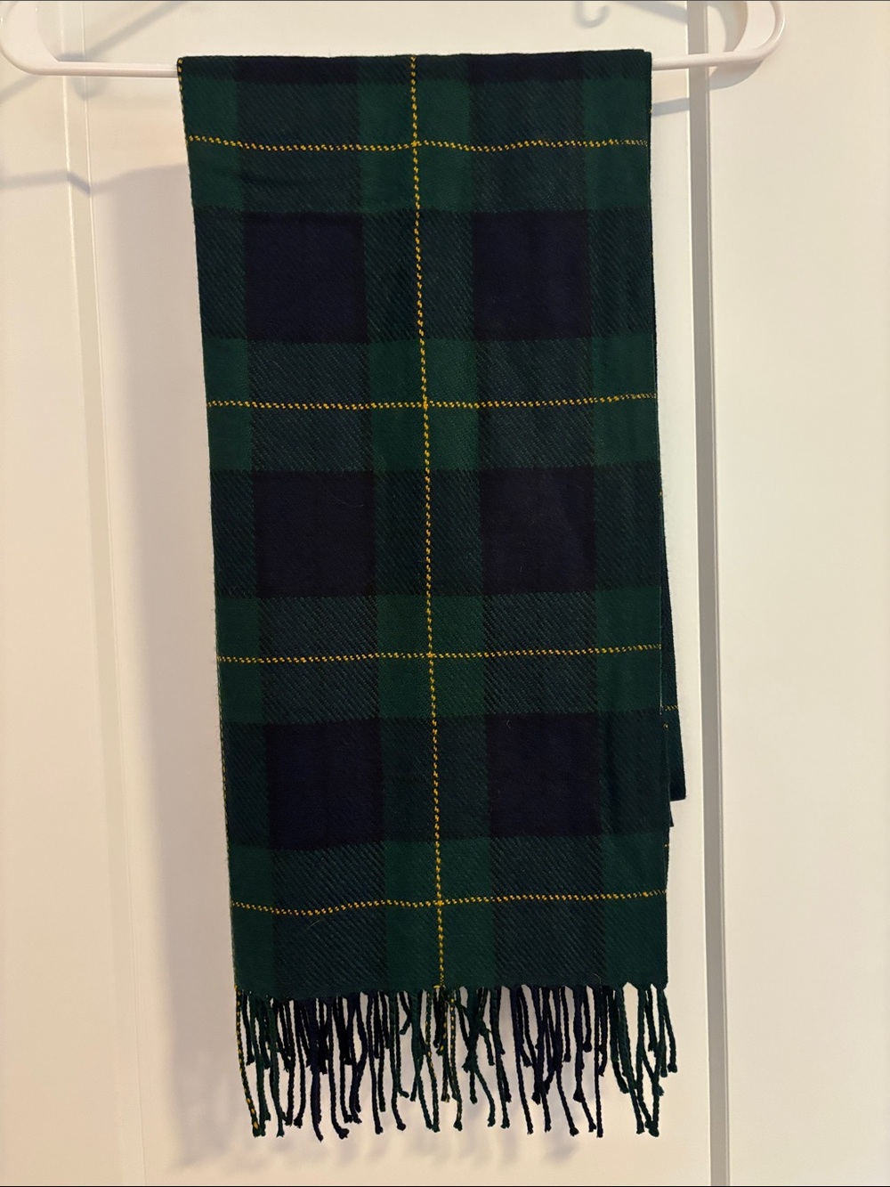 Uniqlo Classic Green & Navy Plaid Fringe Scarf
